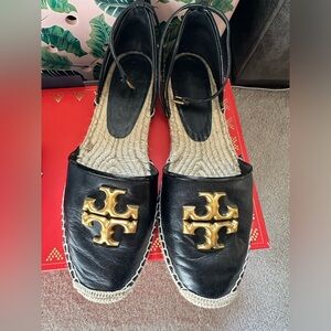Tory Burch Eleanor leather espadrilles size 9. EUC